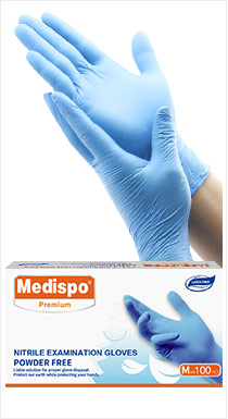 Nitrile examination gloves powder free